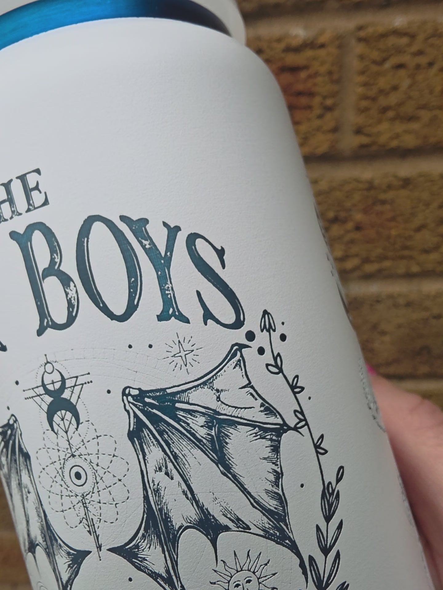 Blue Plated White Bat Boys Engraved Metal 16oz Tumbler