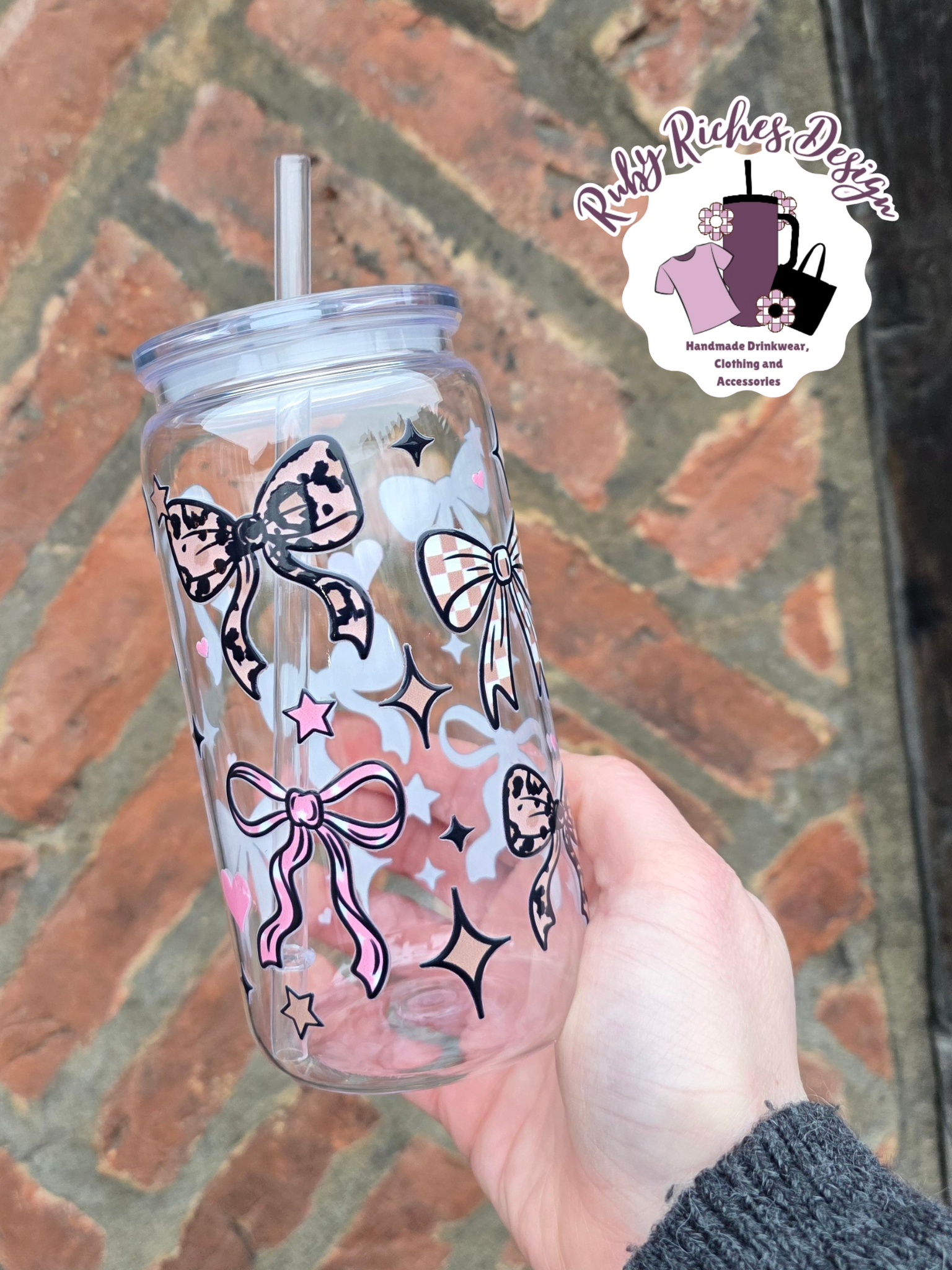 Printed Bows Plastic Tumbler