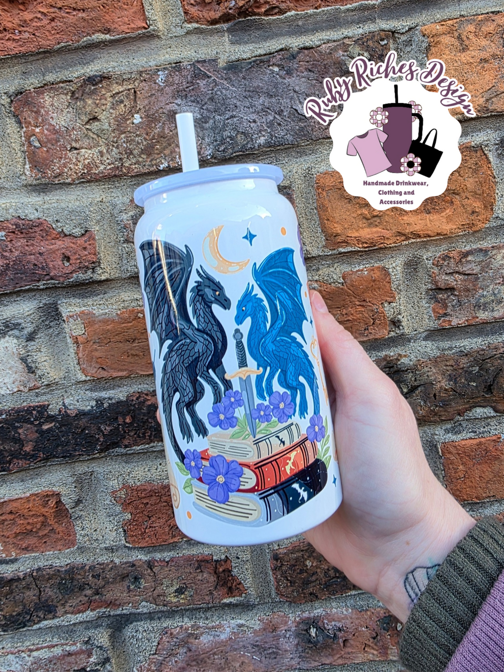 Dragon Fantasy Reader 16oz Double Wall Insulated Metal Tumbler