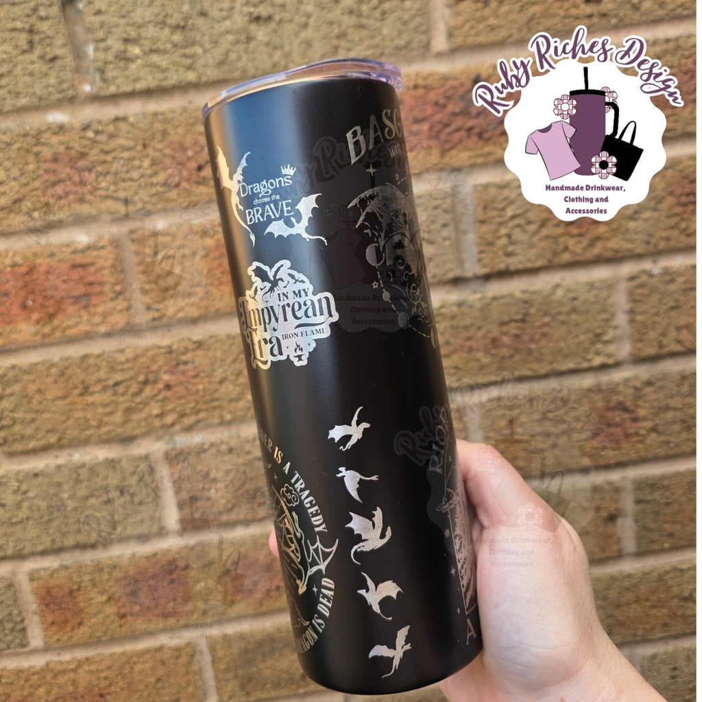Fourth Wing Theme Engraved Double Wall Insulated Metal Tumbler