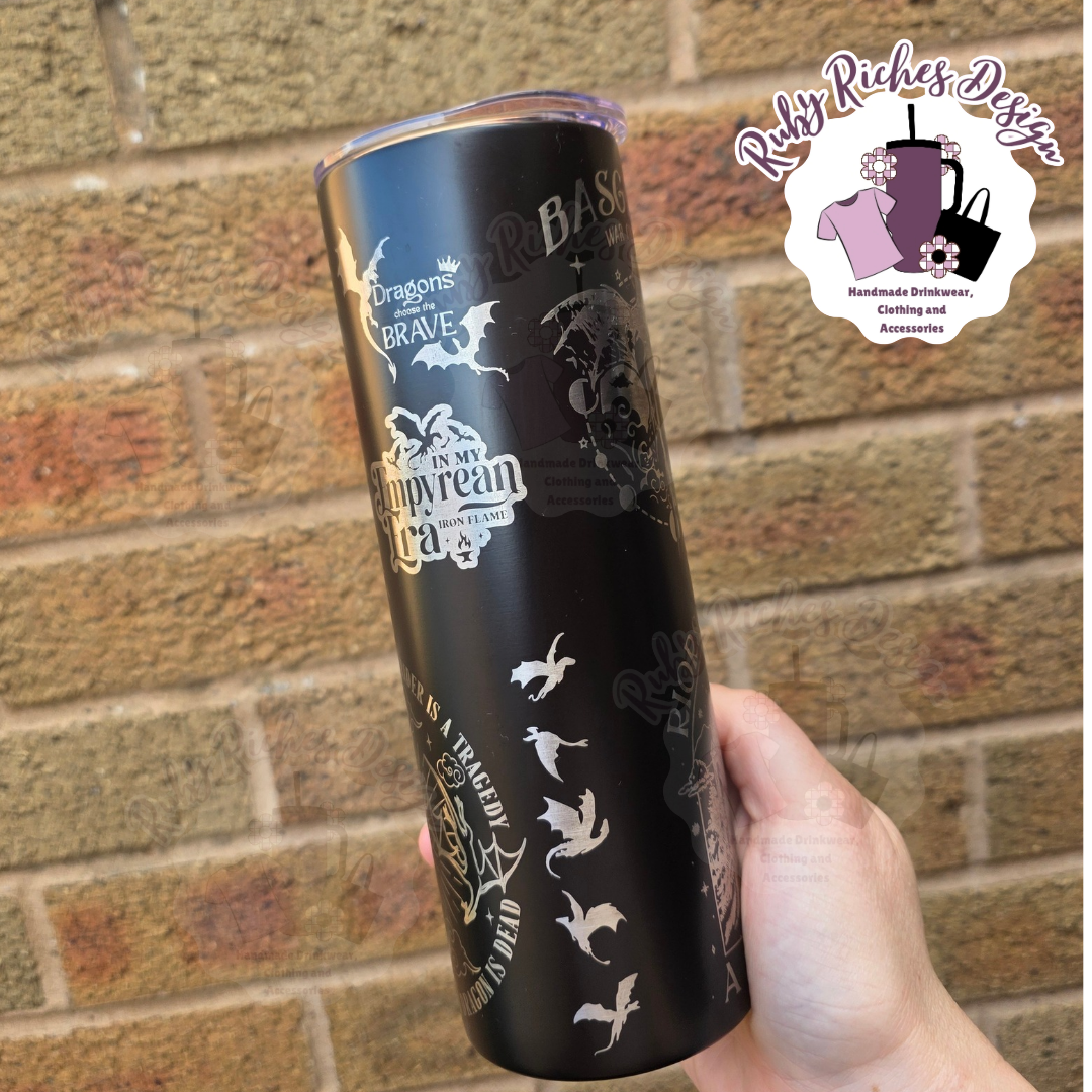 Fourth Wing Theme Engraved Double Wall Insulated Metal Tumbler