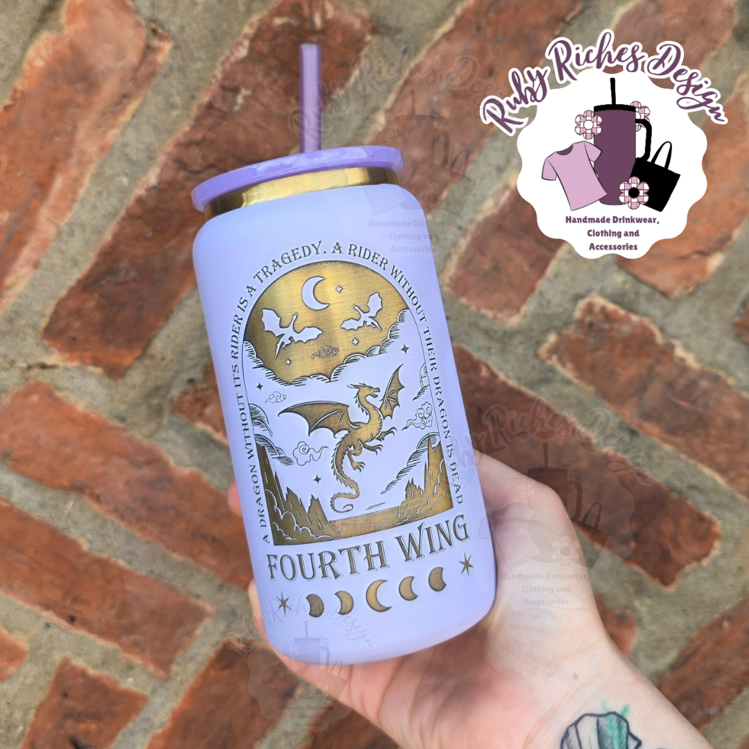 Fourth Wing Gold Plated Engraved Metal Tumbler
