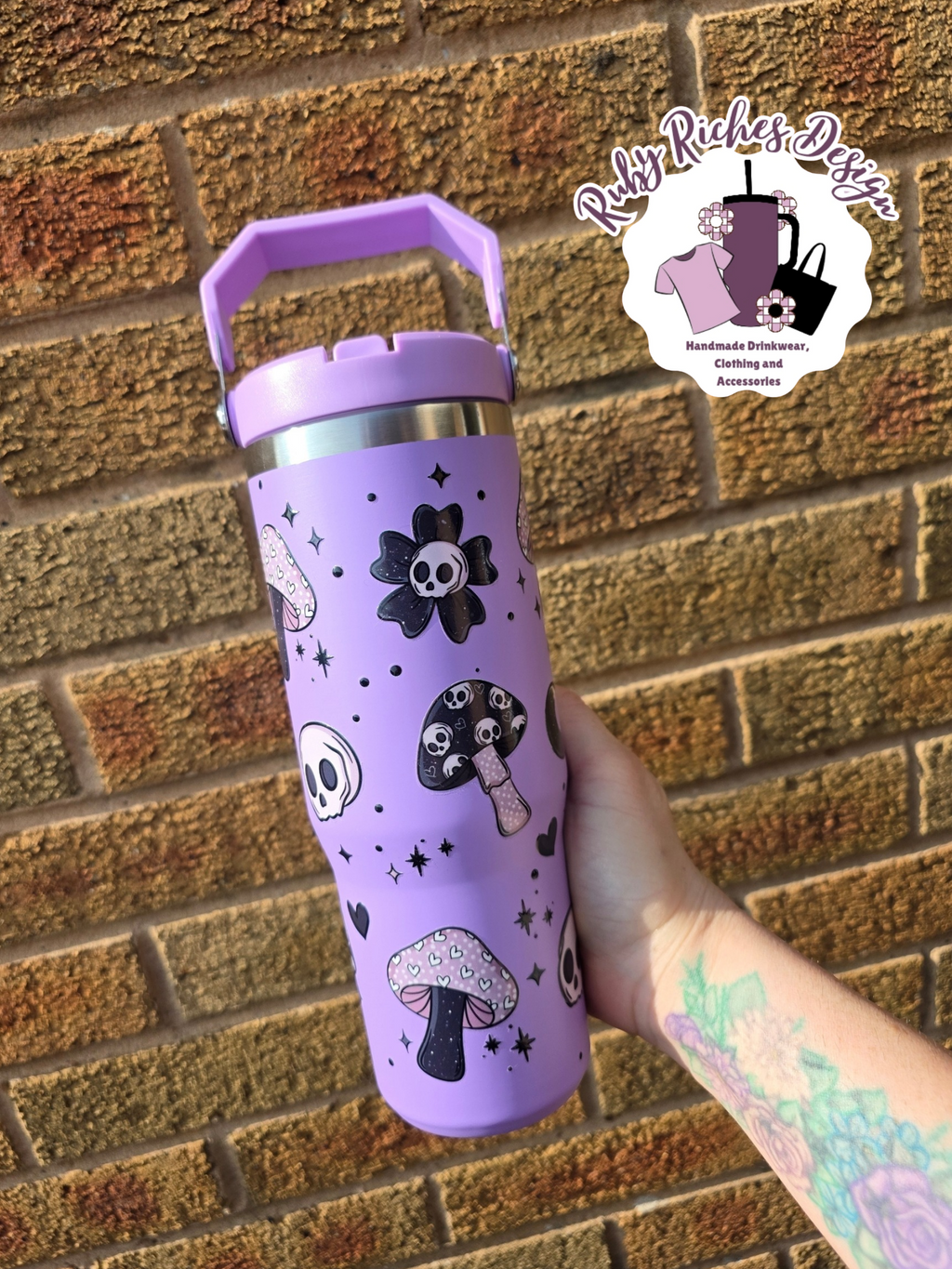 Spooky Shrooms 30oz Flip Lid Metal Tumbler