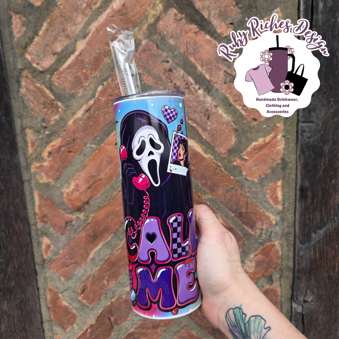 Ghost Face Movies Theme 20oz Double Wall Insulated Metal Tumbler