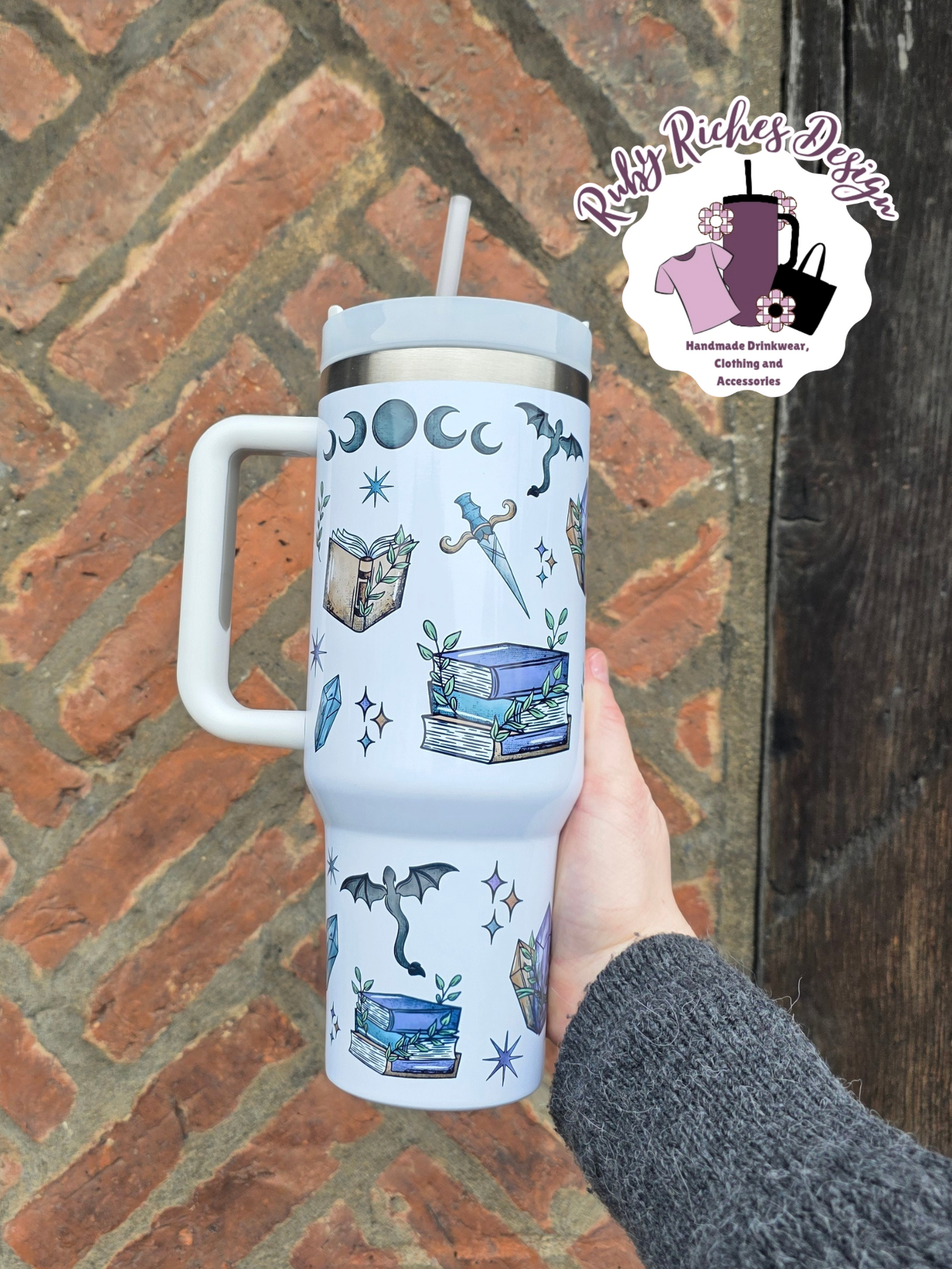 Dragon Fantasy Bookish Theme 40oz Metal Tumbler