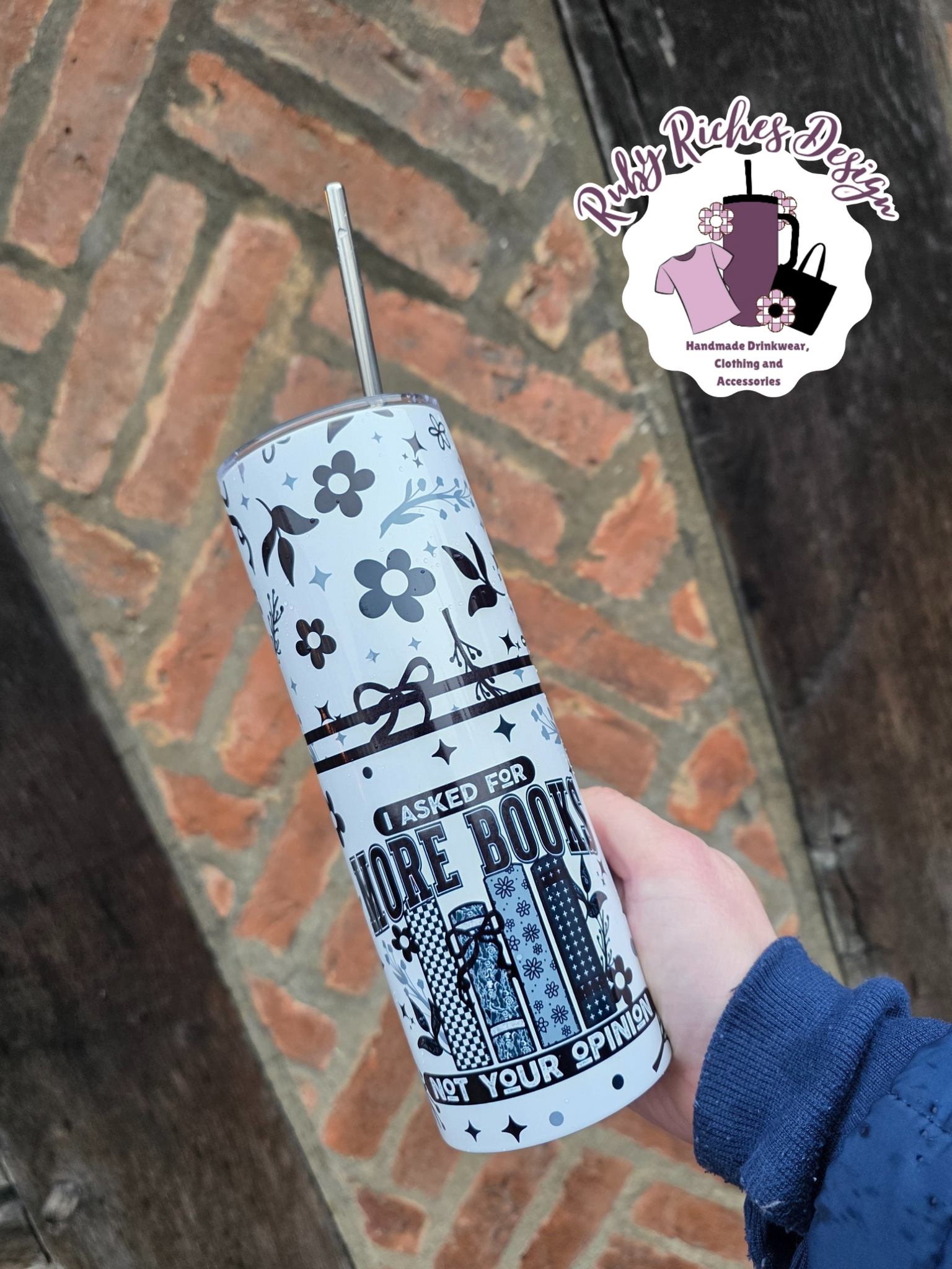 I Asked For More Books Not Your Opinion 20oz Double Wall Insulated Metal Tumbler