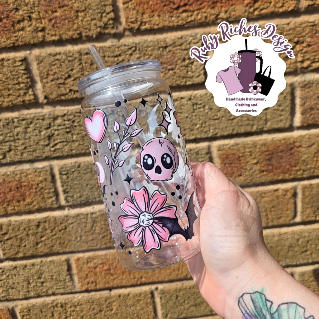 Pink Ghostie Plastic Tumbler