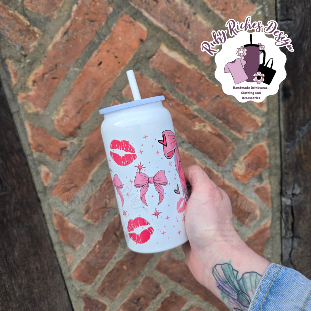 Red bow Coke Theme 16oz Double Wall Insulated Metal Tumbler
