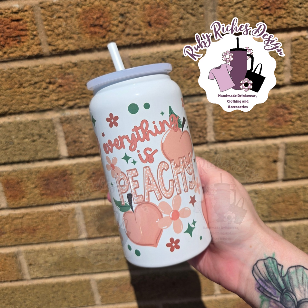 Everything Is Peachy Double Wall Insulated 16oz Metal Tumbler