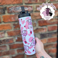 Pink Strawberry Cow 20oz Flip Lid Double Wall Insulated Bottle
