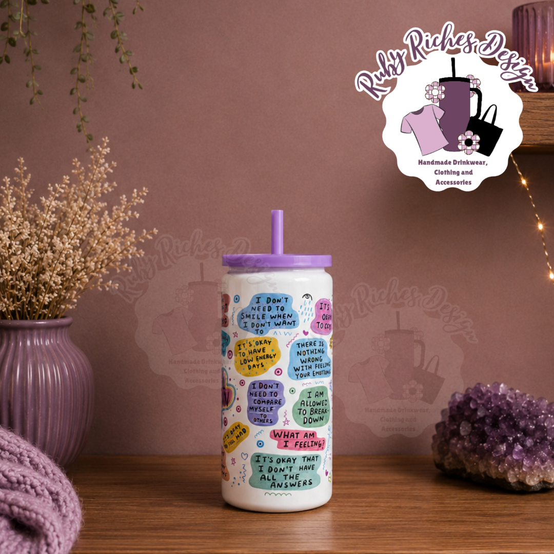 My mental breakdown 16oz Skinny Double Wall Insulated Metal Tumbler with purple lid and straw