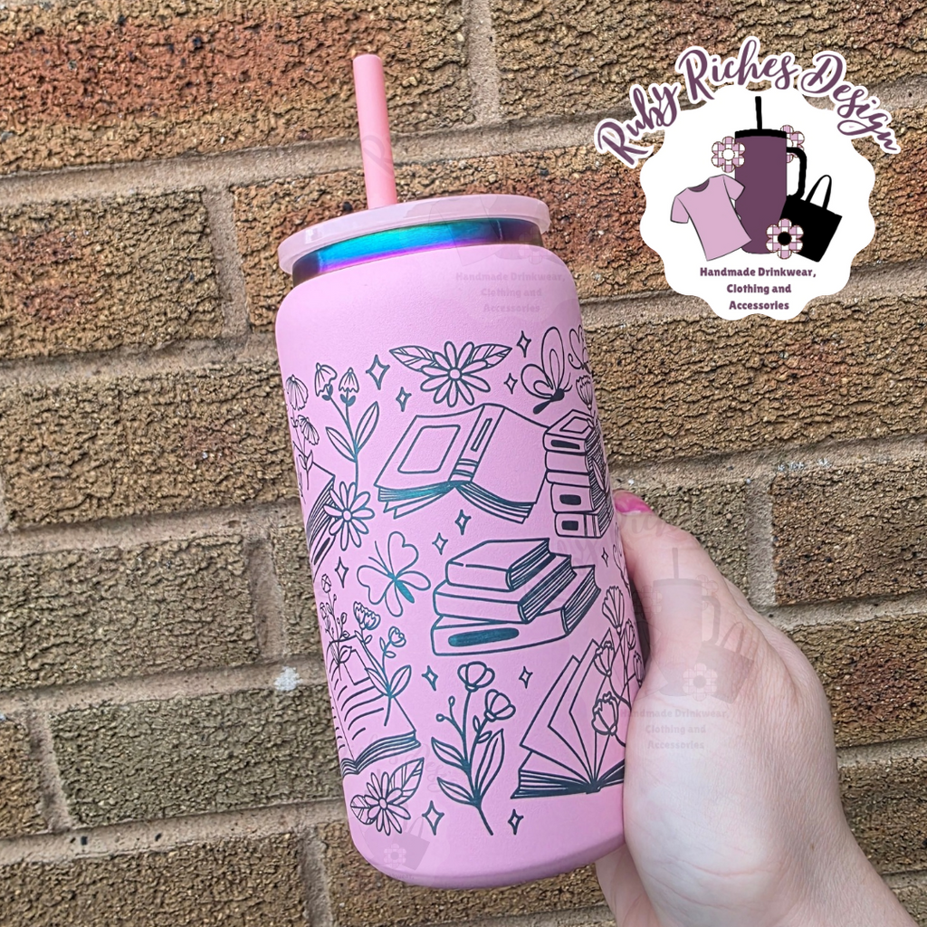 Sorry Im All Booked Up Rainbow Plated Engraved 16oz Double Wall Insulated Metal Tumbler