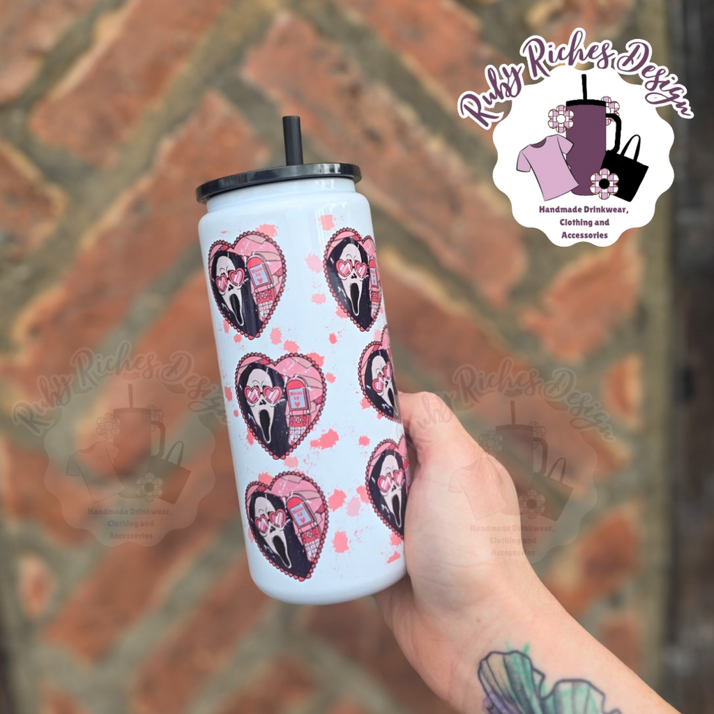 Ghost Face Hearts 16oz Skinny Metal Tumbler