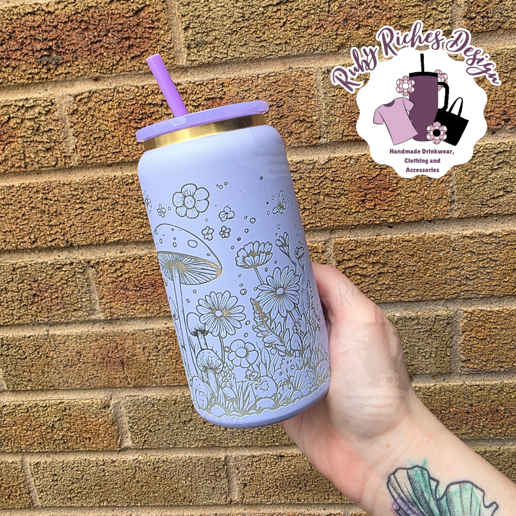 Whimsical Gold Plated Engraved Doubled Walled 16oz Metal Tumbler