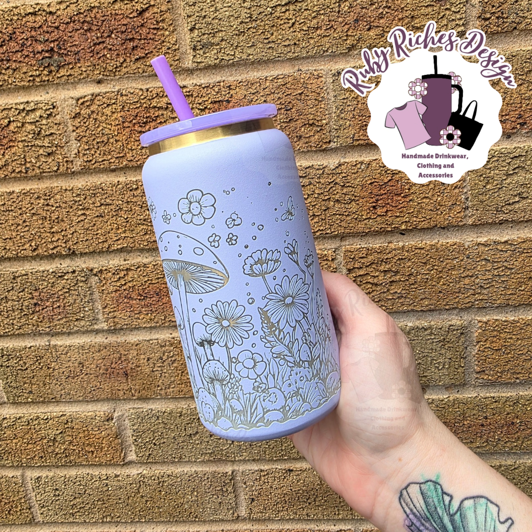 Whimsical Gold Plated Engraved Doubled Walled 16oz Metal Tumbler
