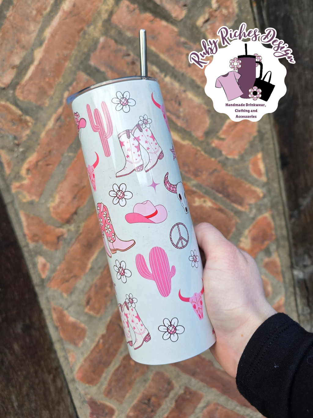 Pink Western Theme 20oz Metal Tumbler