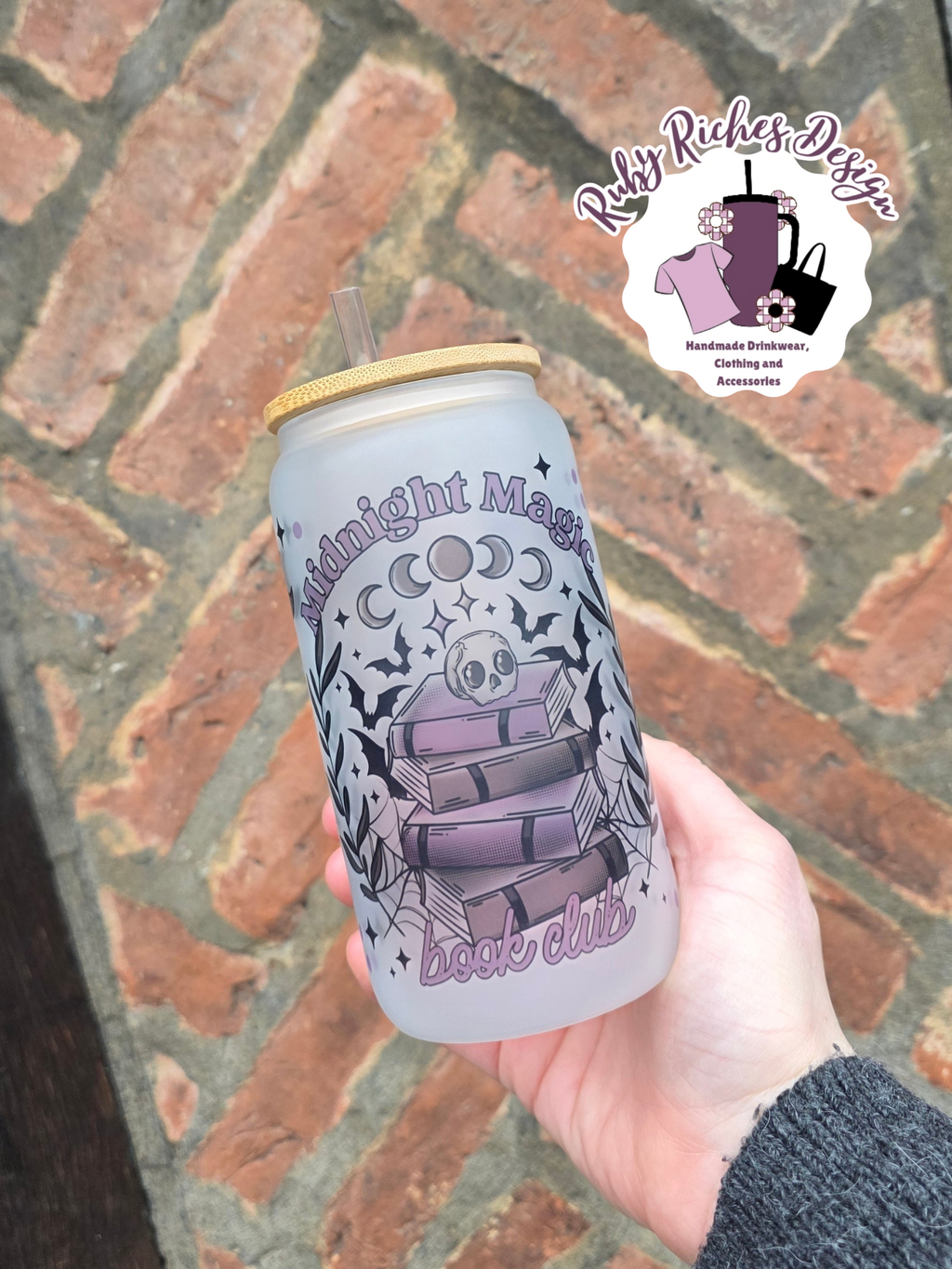 Midnight Magic Frosted Glass Tumbler With Bamboo Lid