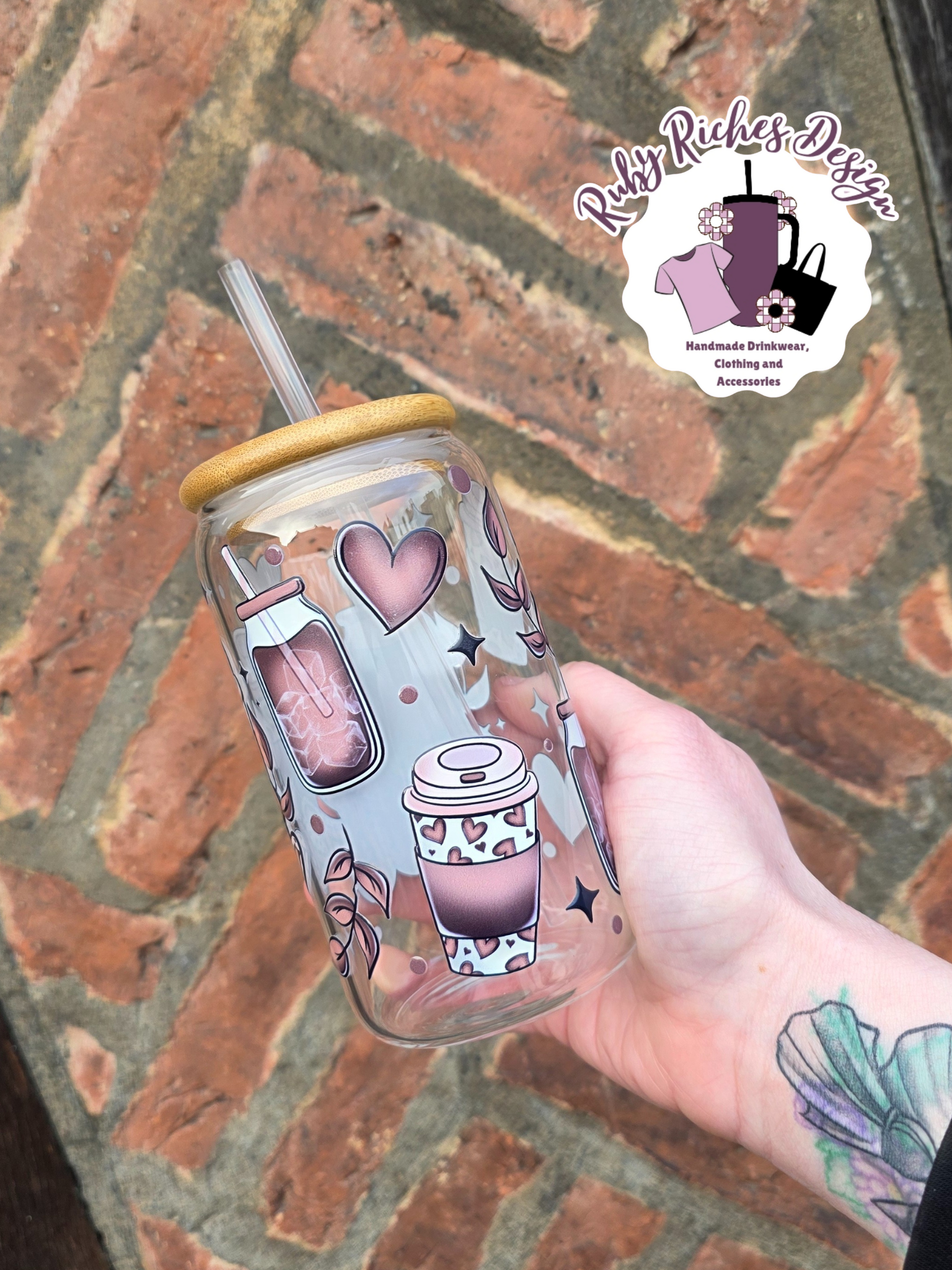 Coffee Theme Glass Tumbler