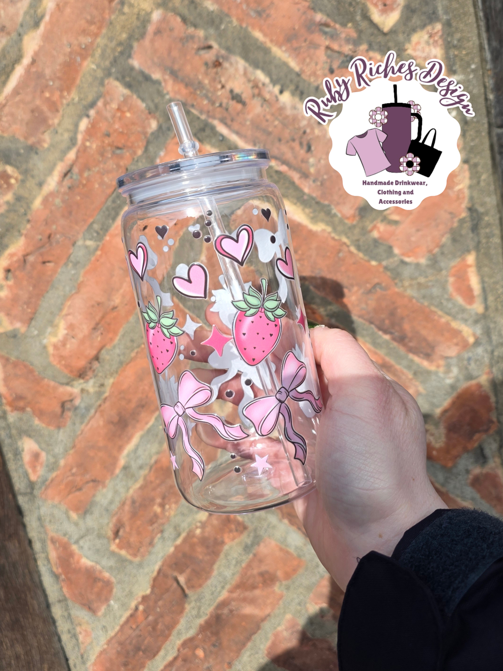 Strawberry Bows 16oz Plastic Tumbler