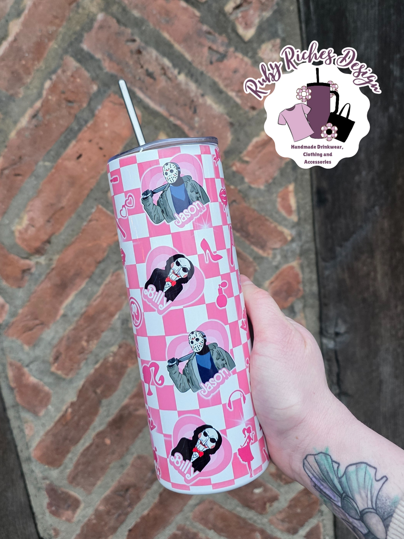 Horror Charachter Hearts Double wall insulated metal tumbler