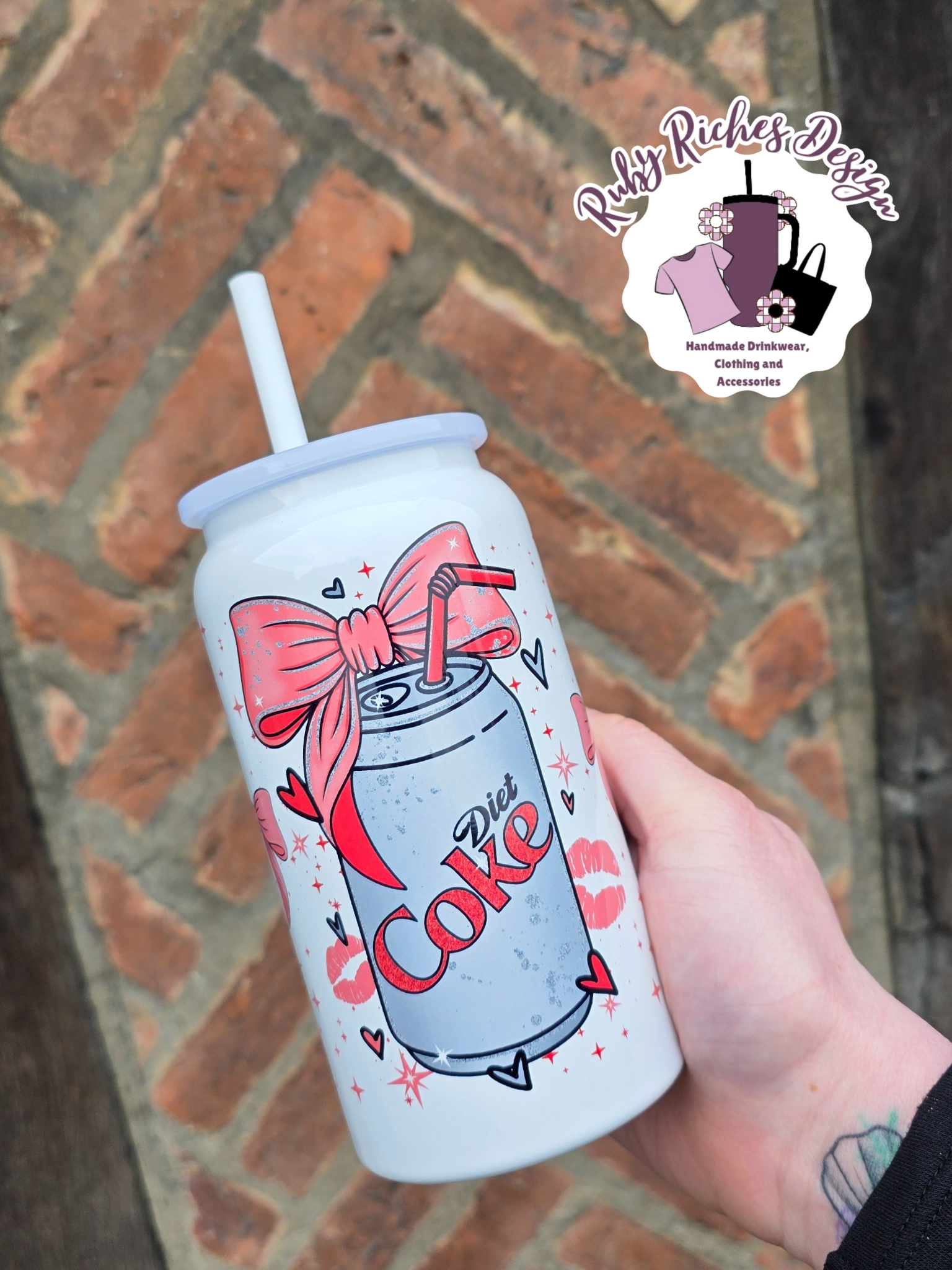 Diet Drink Bow Theme 16oz Double Wall Insulated Metal Tumbler