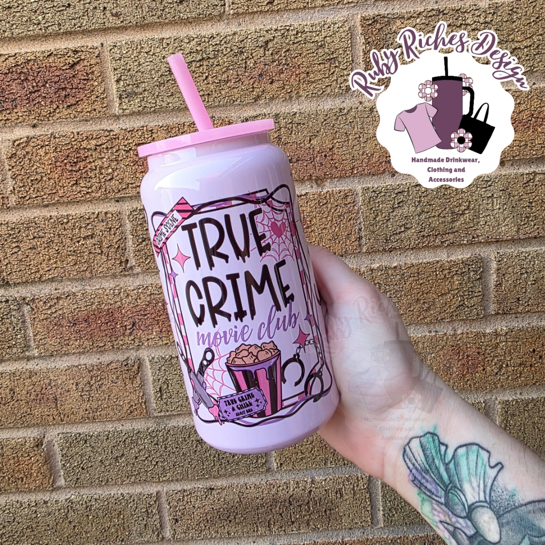 Pink True Crime Theme 16oz Double Wall Insulated Metal Tumbler