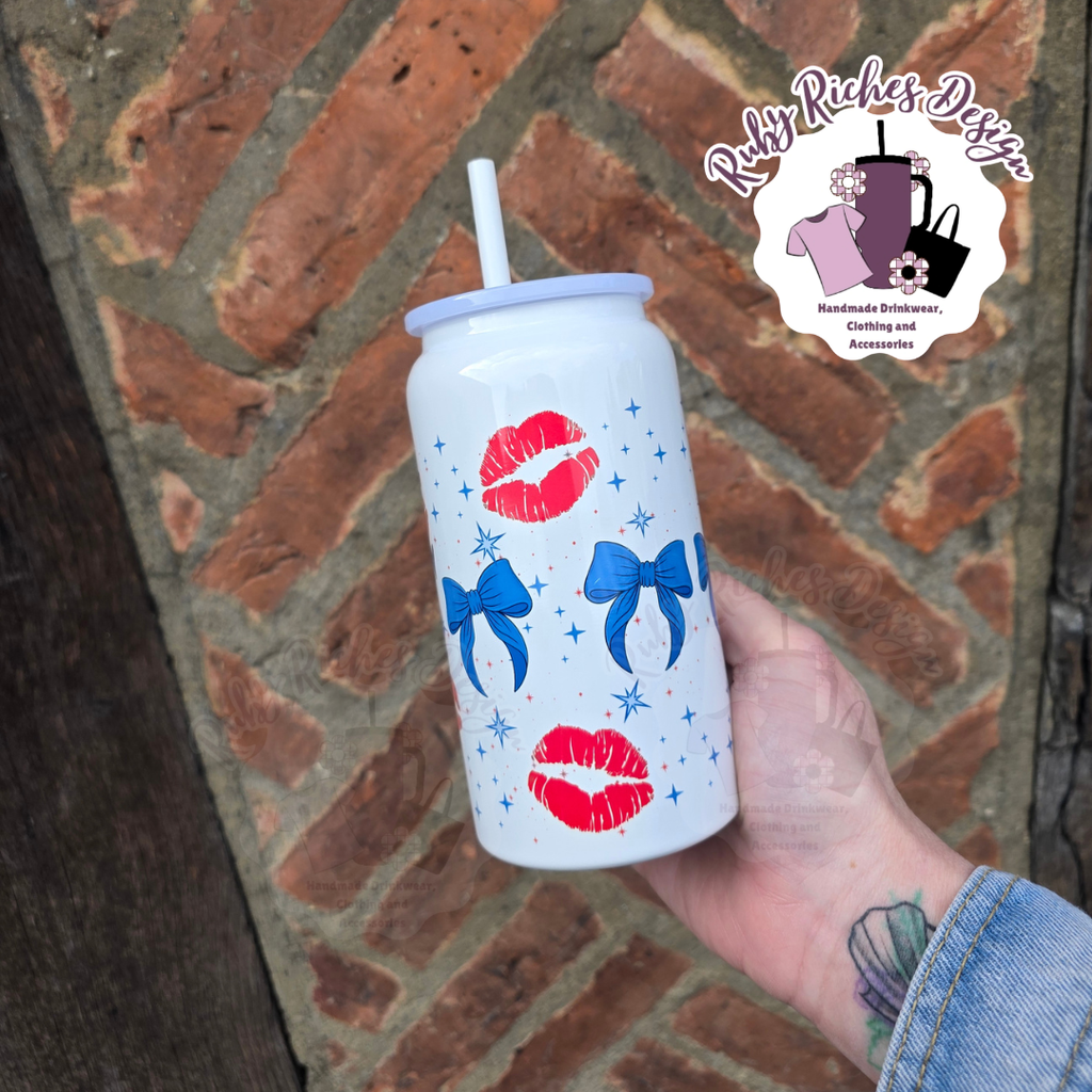 Blue bow Pepsi Theme 16oz Double Wall Insulated Metal Tumbler