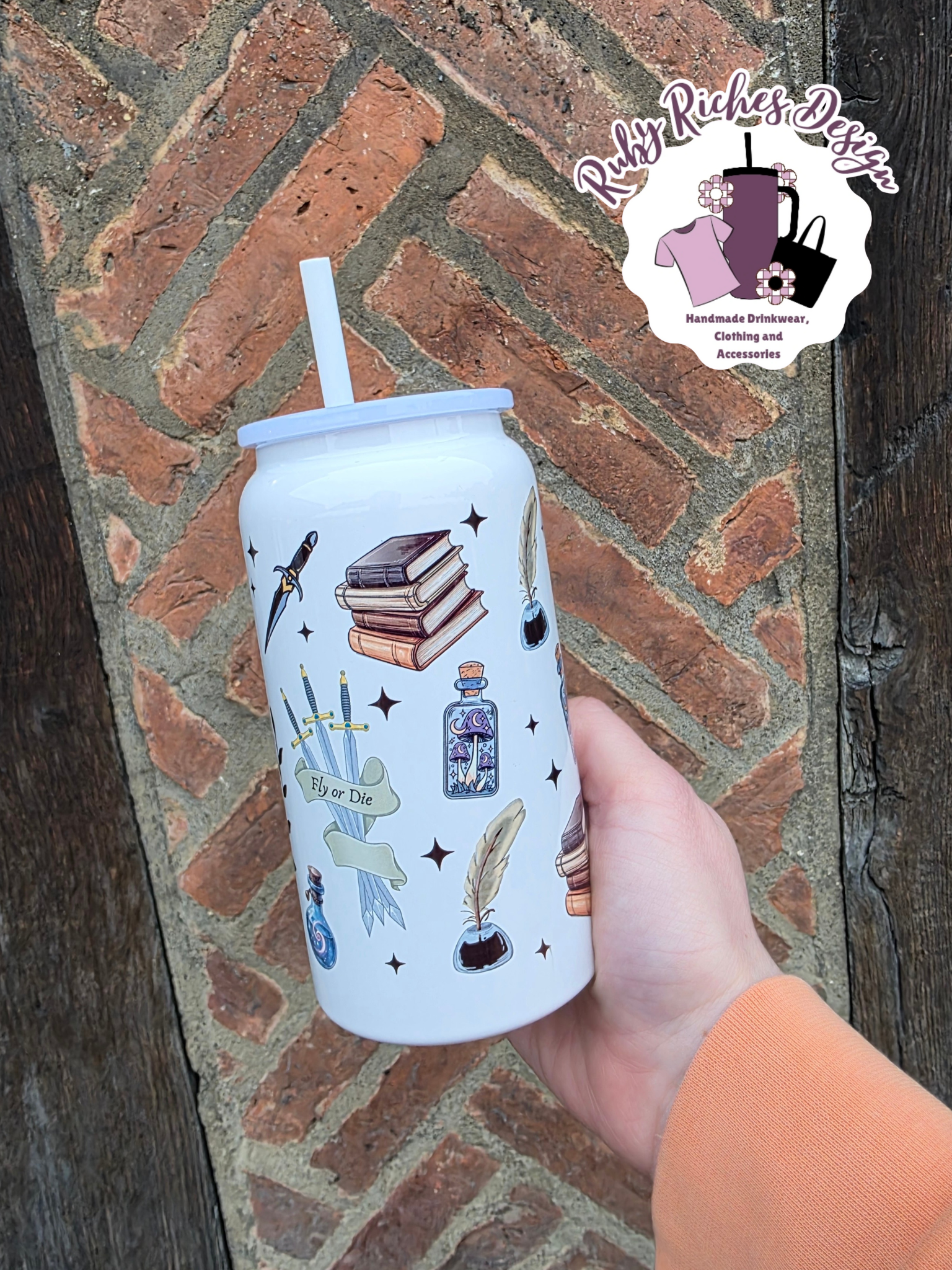 Fourth Wing Book Theme 16oz Double Wall Metal Tumbler