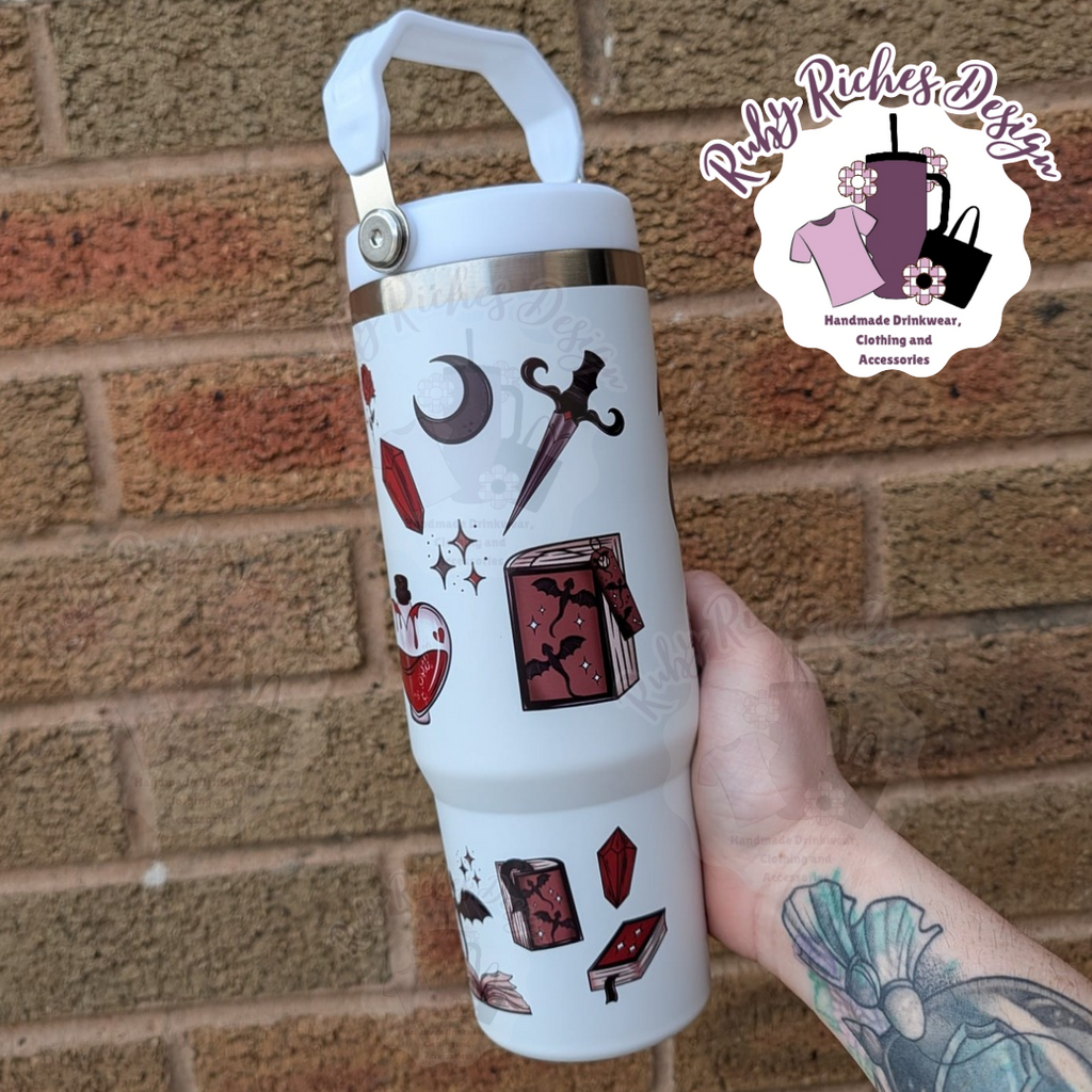 Dark Romance Theme 30oz Flip Lid Double Wall Insulated Metal Tumbler