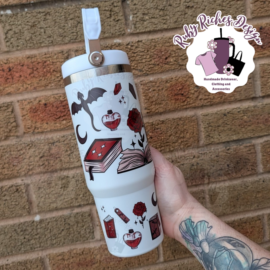 Dark Romance Theme 30oz Flip Lid Double Wall Insulated Metal Tumbler
