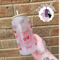 Coquette Style Cherry Theme Frosted Glass Tumbler