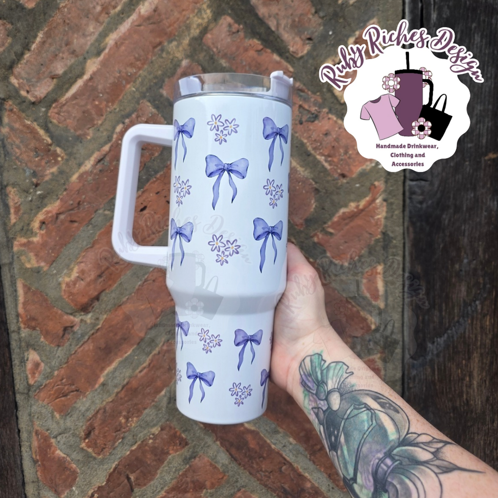 Lavender Bows 40oz Double Wall Insulated Metal Tumbler