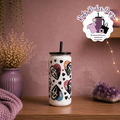 Ghost Face 16oz Skinny Metal Tumbler, Double Wall Insulation With Black Lid