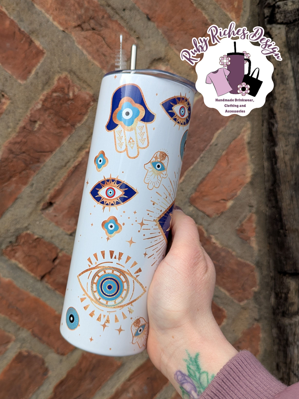 Evil Eye Theme 20oz Double Wall Insulated Metal Tumbler