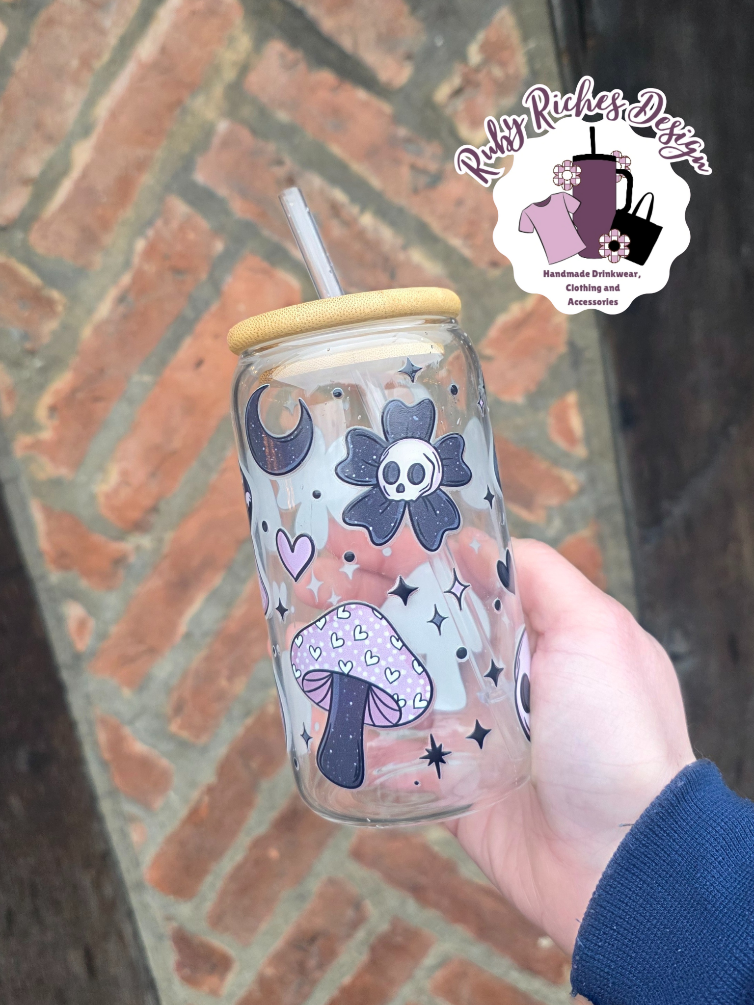 Spooky Shrooms 16oz Glass Tumbler