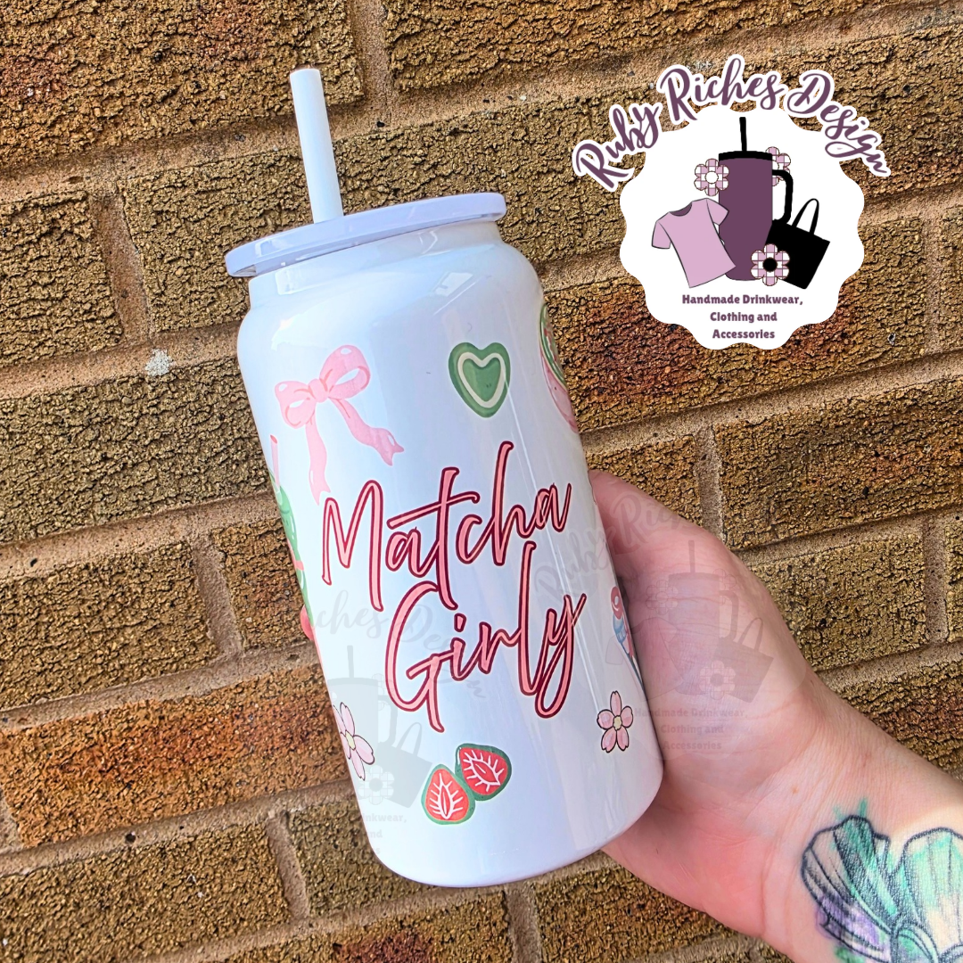 Matcha Girly 16oz Double Wall Insulated Metal Tumbler