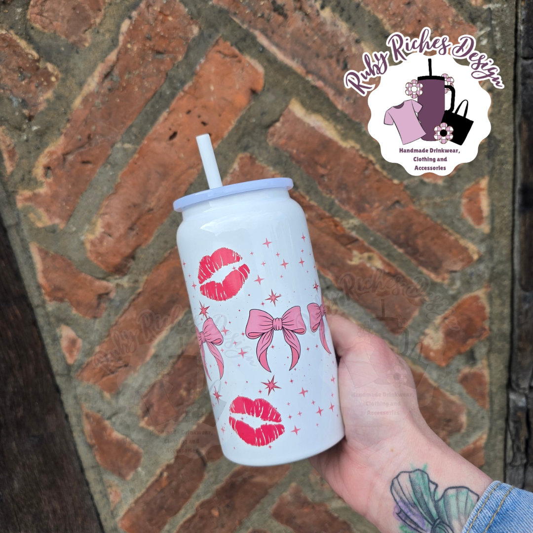 Red bow Coke Theme 16oz Double Wall Insulated Metal Tumbler