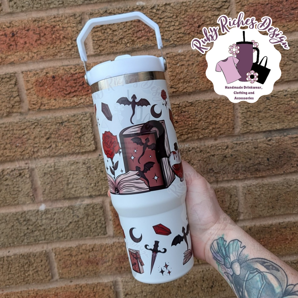 Dark Romance Theme 30oz Flip Lid Double Wall Insulated Metal Tumbler