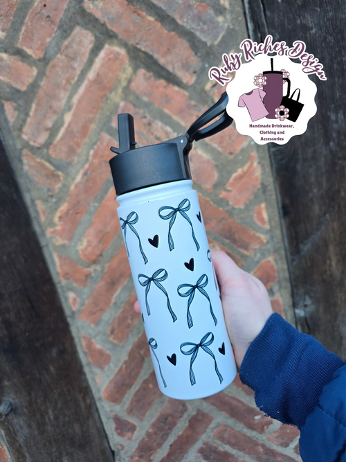 Black Bows 20oz Flip Lid Double Wall Insulated Water Bottle