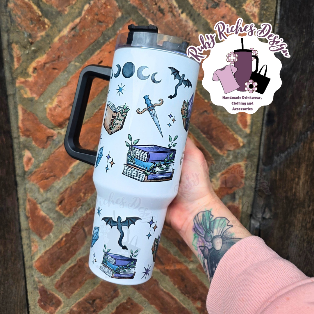 Dragon Fantasy Bookish Theme 40oz Metal Tumbler
