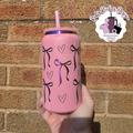 Bows Theme Rainbow Plated Pink Engraved 16oz Double Wall Insulated Metal Tumbler