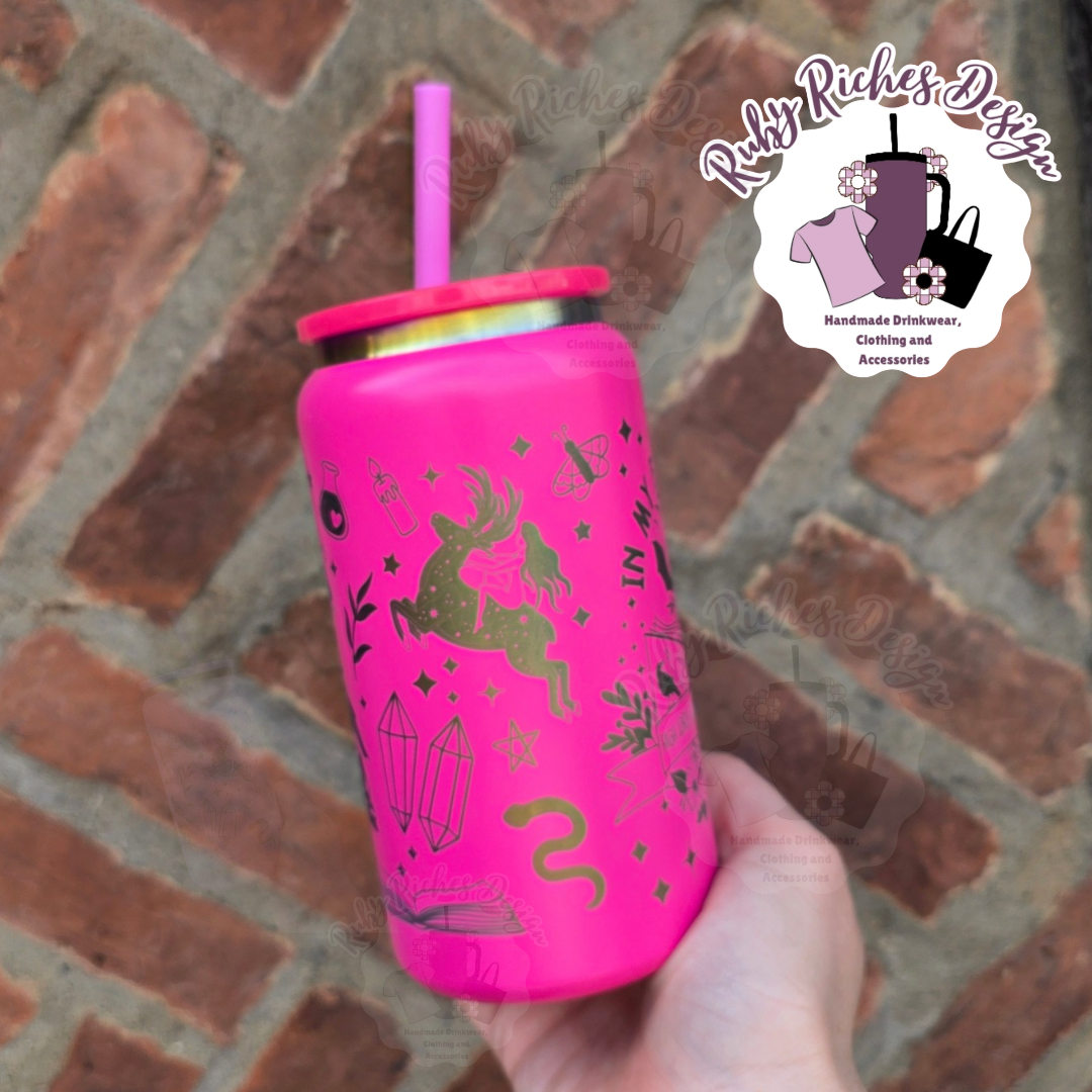 In My Fantasy Era Bookish Engraved Rainbow Plated Metal Tumbler