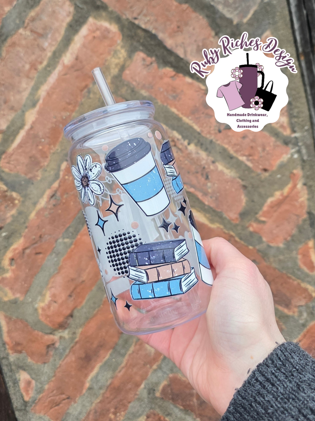 Books & Coffee Plastic Tumbler