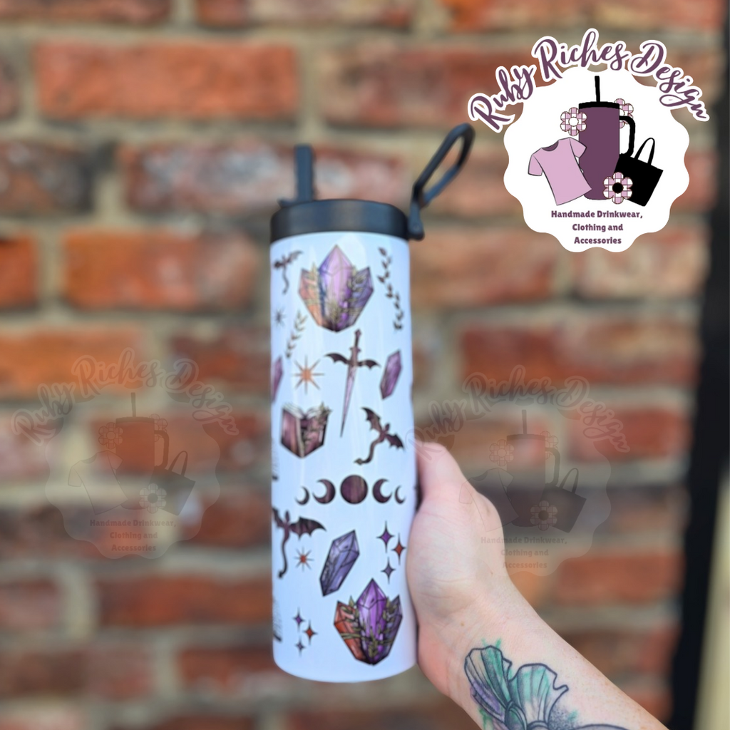 Dragon Bookish Theme 20oz Double Wall Insulated Flip Lid Bottle