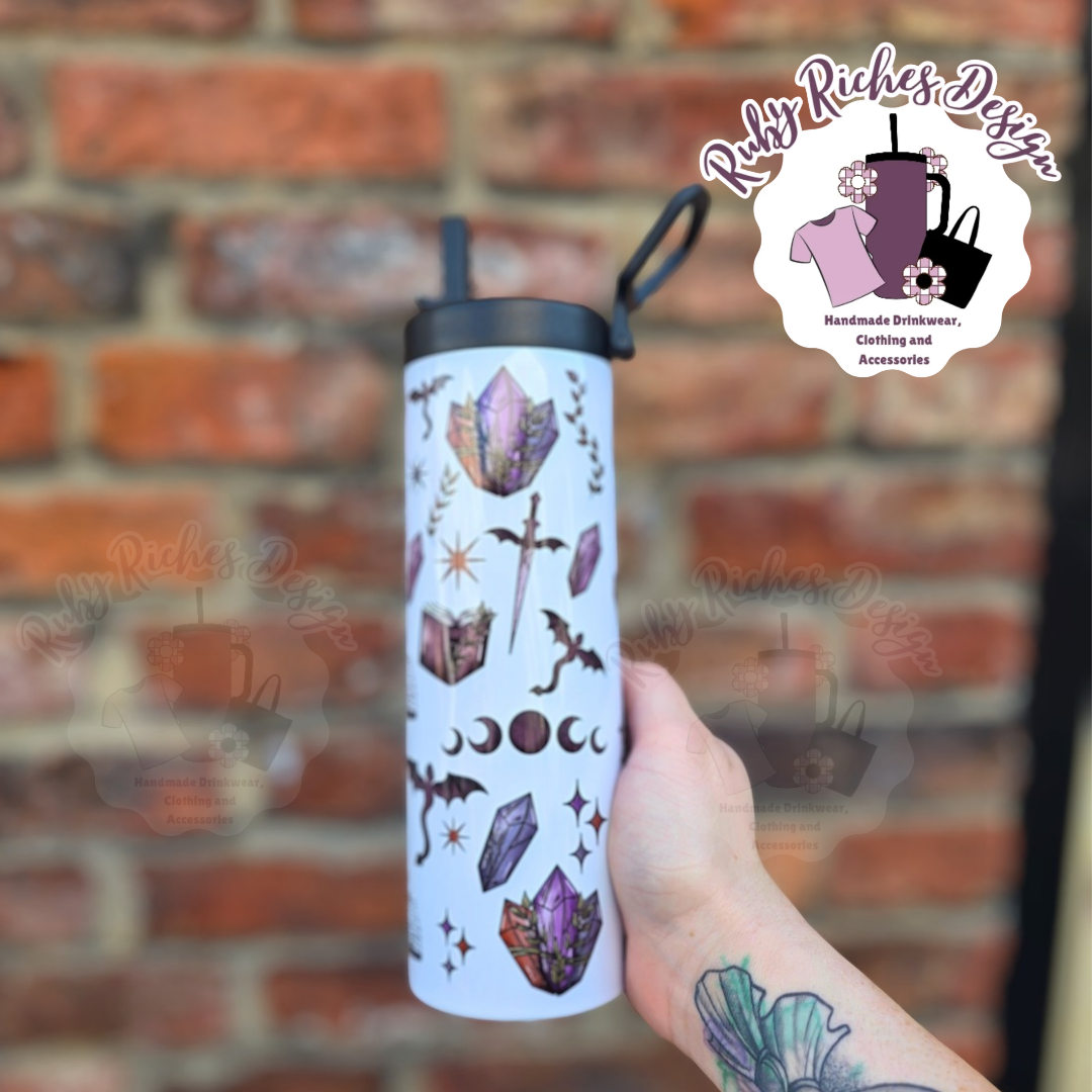 Dragon Bookish Theme 20oz Double Wall Insulated Flip Lid Bottle