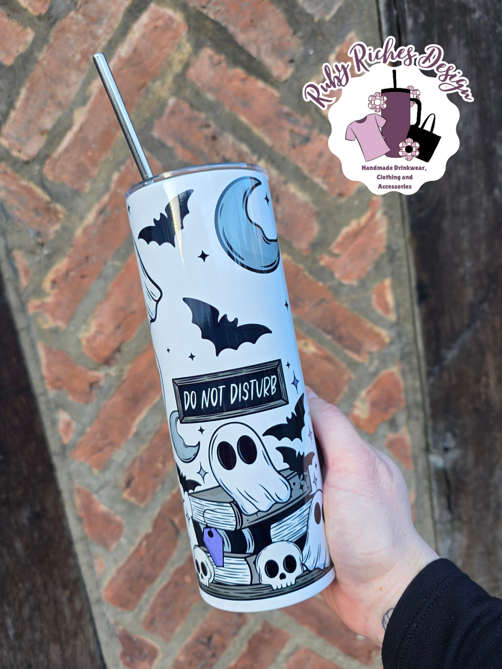 Do Not Disturb Ghostie Book Theme 20oz Double Wall Insulated Metal Tumbler