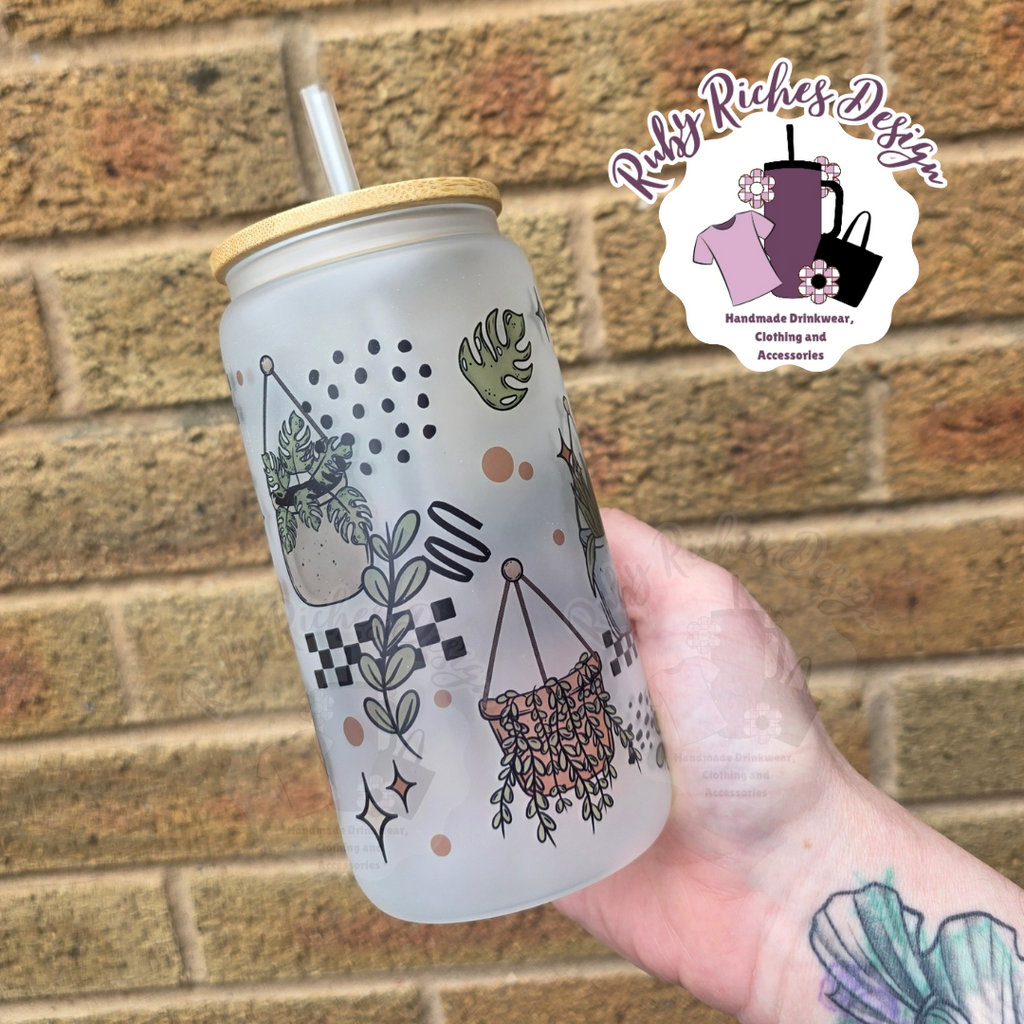 Plantaholic Theme Frosted Glass Tumbler