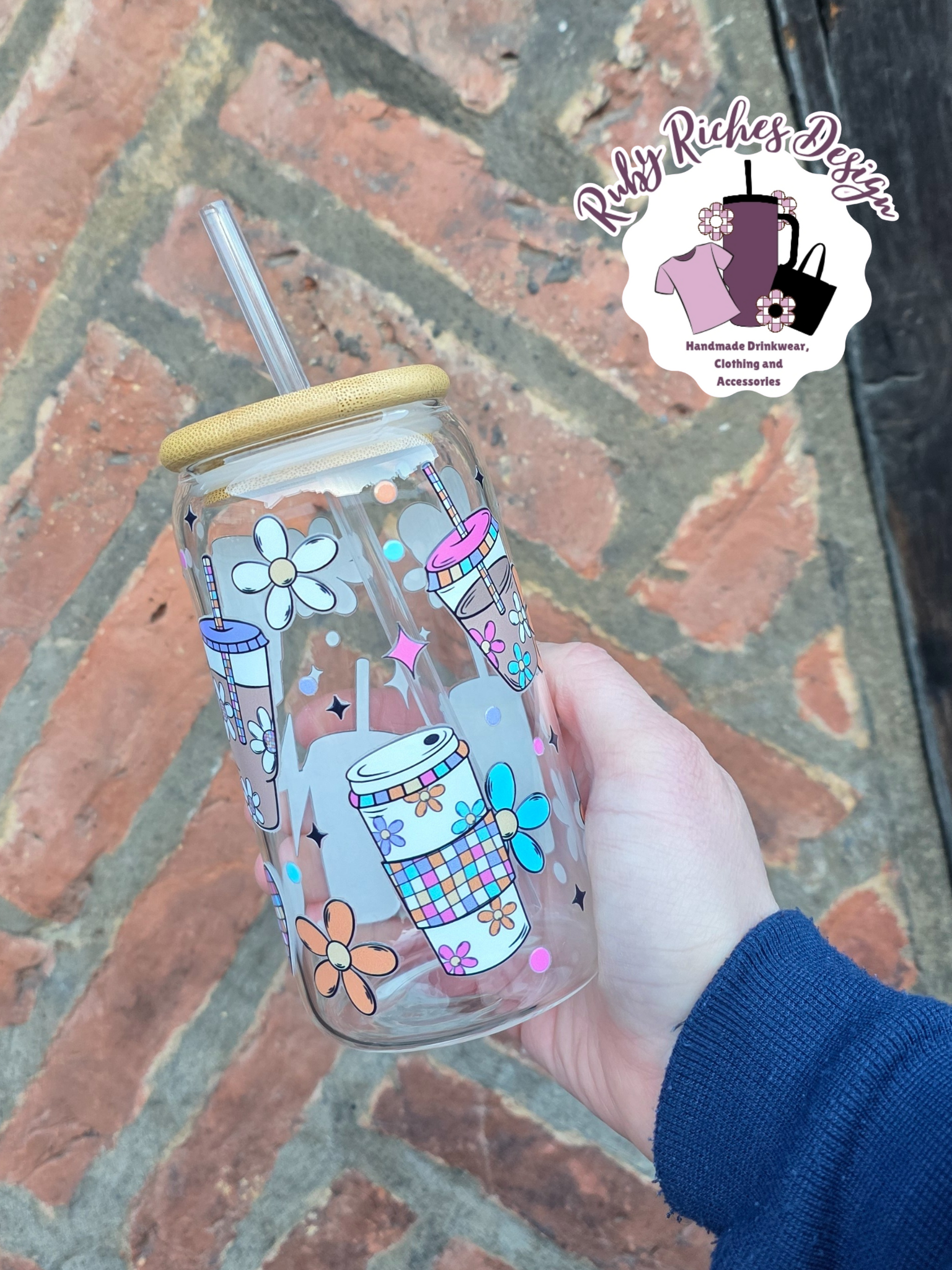 Iced Coffee Theme Glass Tumbler