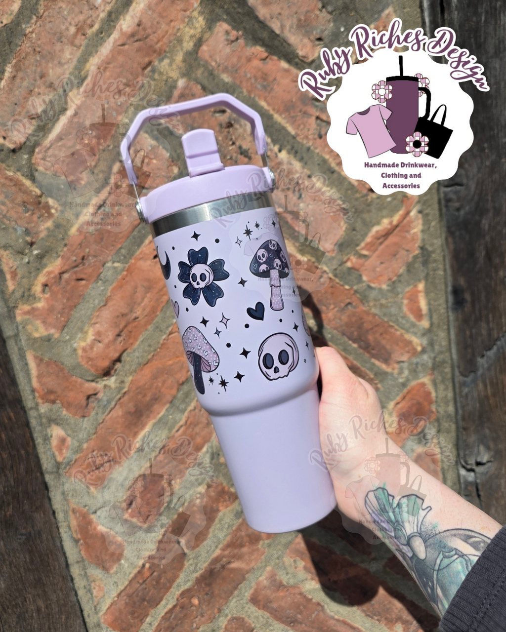 Spooky Shrooms 30oz Flip Lid Leakproof Metal Tumbler