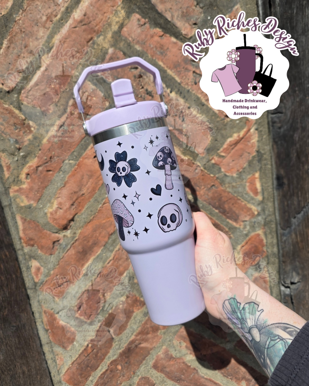 Spooky Shrooms 30oz Flip Lid Leakproof Metal Tumbler